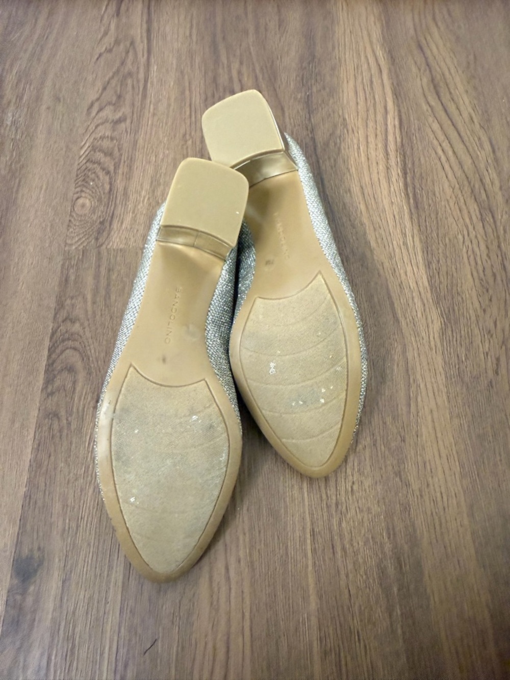 Bandolino Gold Glitter Chunky Heels Sz 7 - Picture 5 of 7
